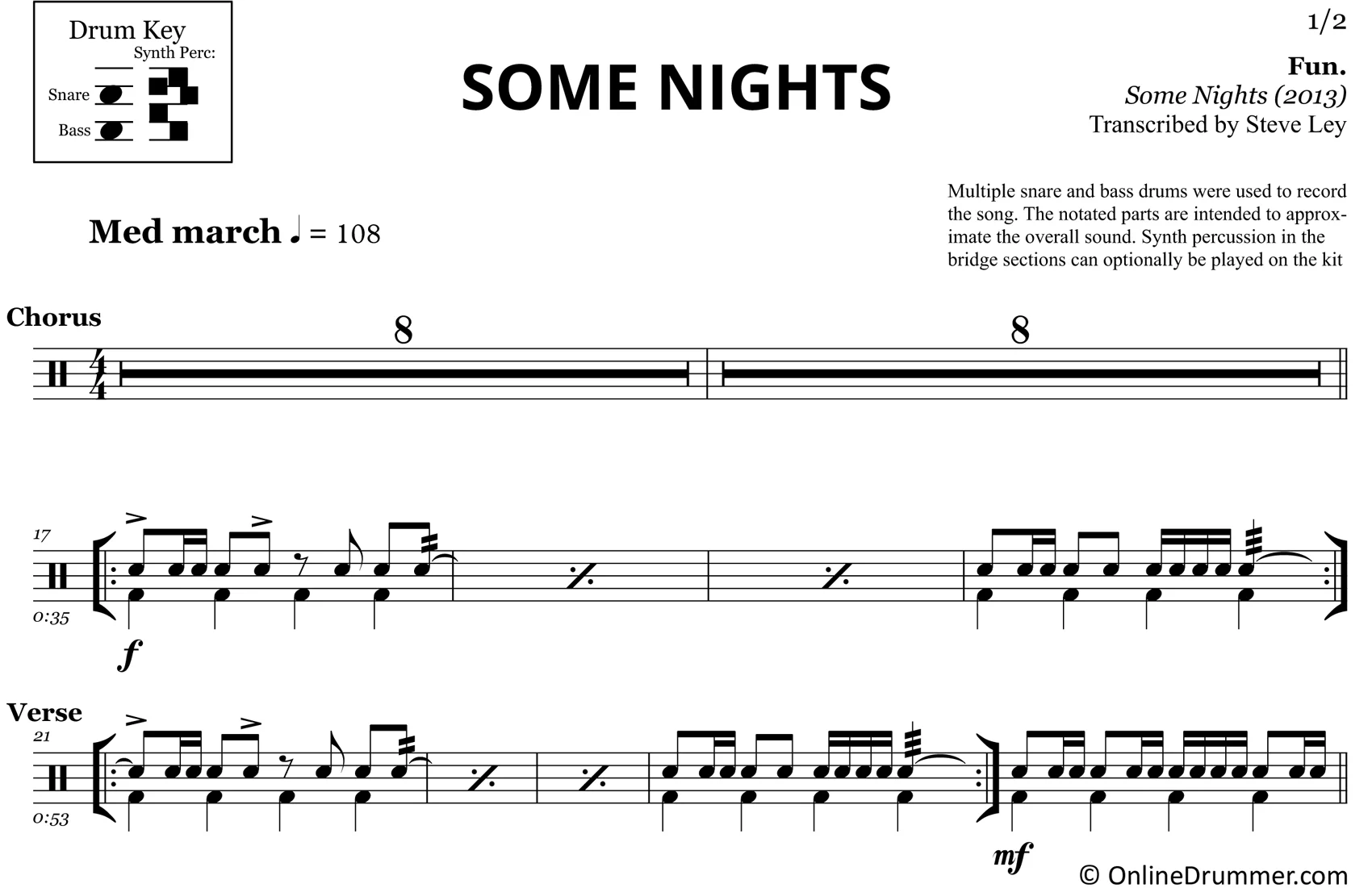 Some Nights - Fun - Drum Sheet Music - Image 3