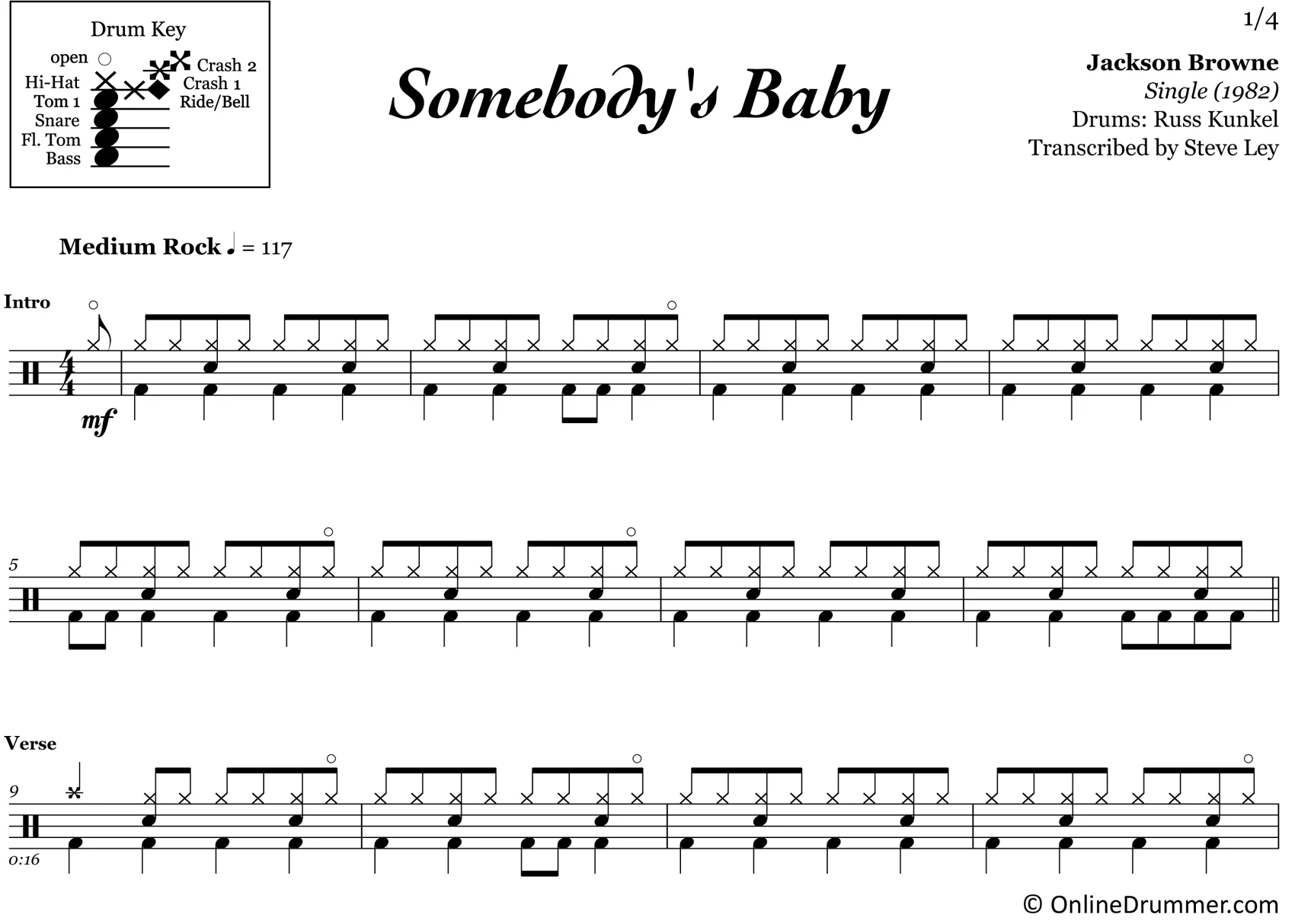 Somebody's Baby - Jackson Browne - Drum Sheet Music - Image 3