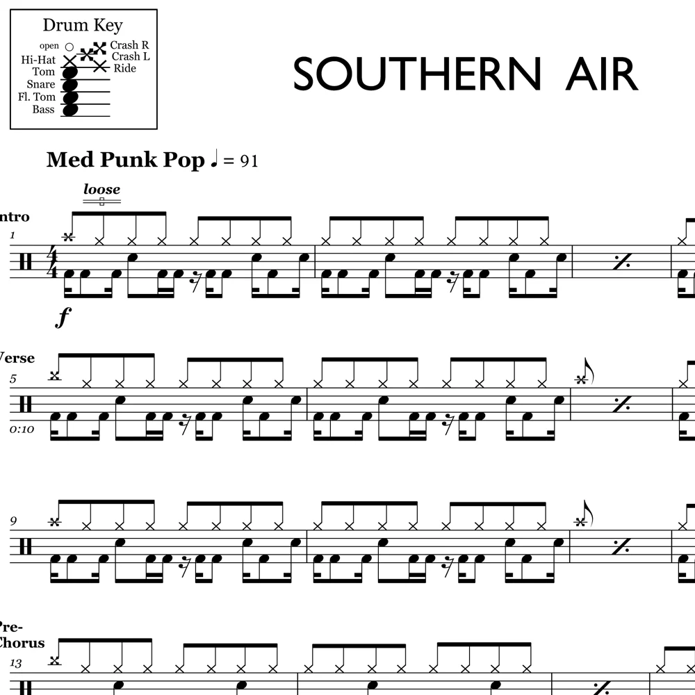 Southern Air - Yellowcard - Drum Sheet Music - Image 2