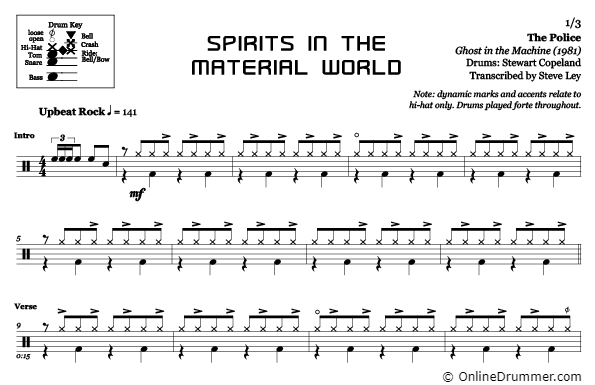 Spirits in the Material World - The Police - Drum Sheet Music - Image 3