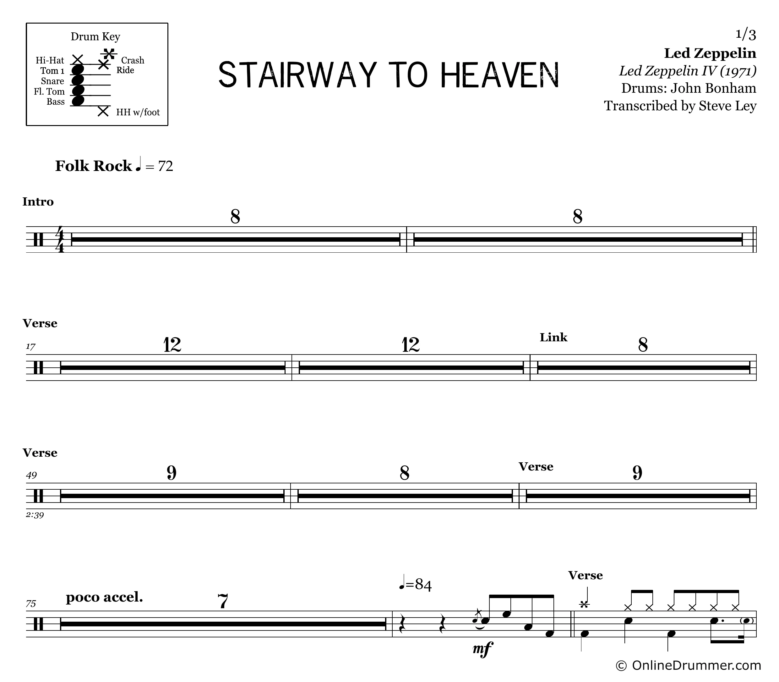 Stairway To Heaven - Led Zeppelin - Drum Sheet Music - Image 3