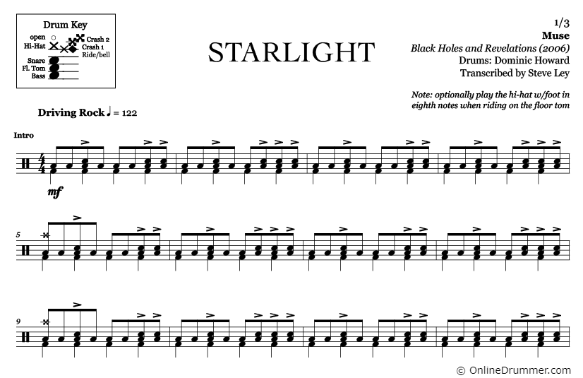 Starlight - Muse - Drum Sheet Music - Image 3
