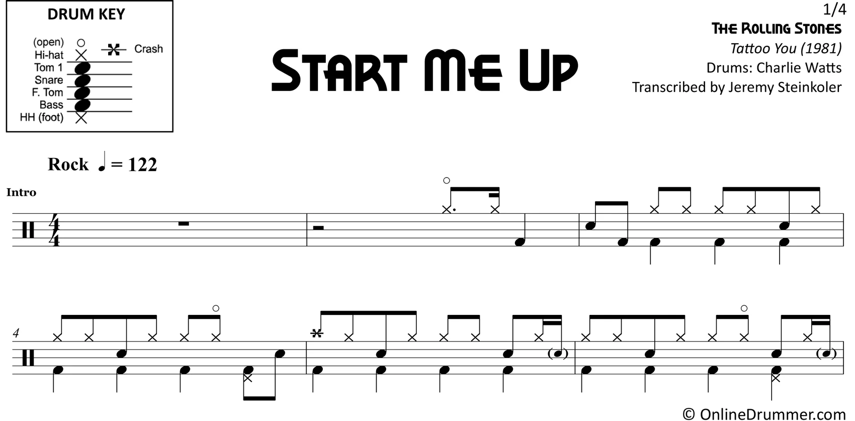 Start Me Up - The Rolling Stones - Drum Sheet Music - Image 3