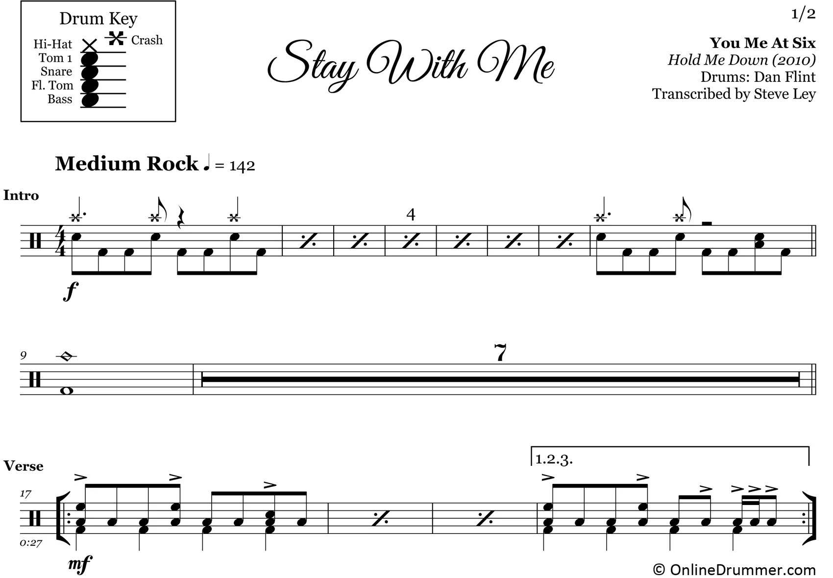 Stay With Me - You Me At Six - Drum Sheet Music - Image 3