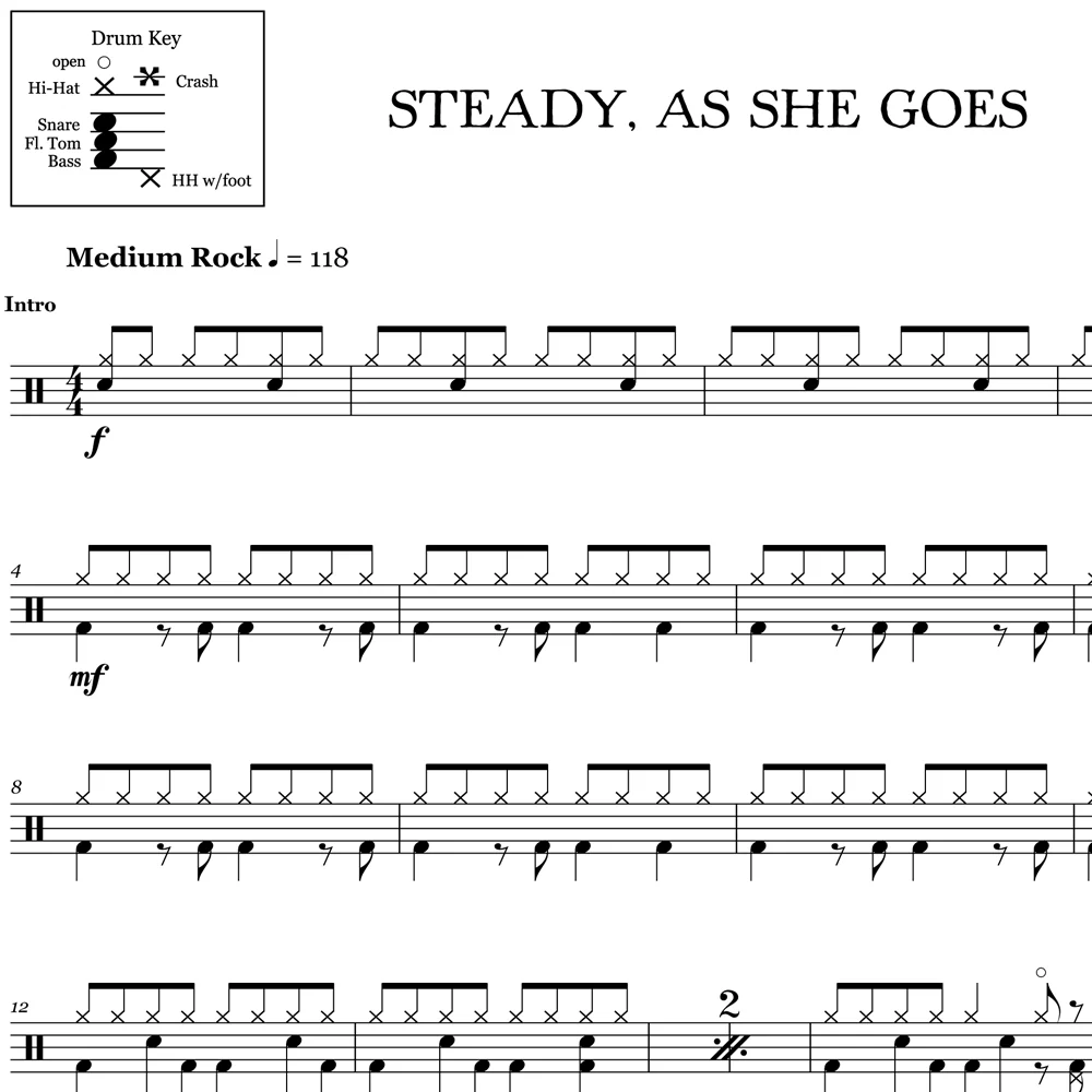 Steady, As She Goes - The Raconteurs - Drum Sheet Music - Image 2