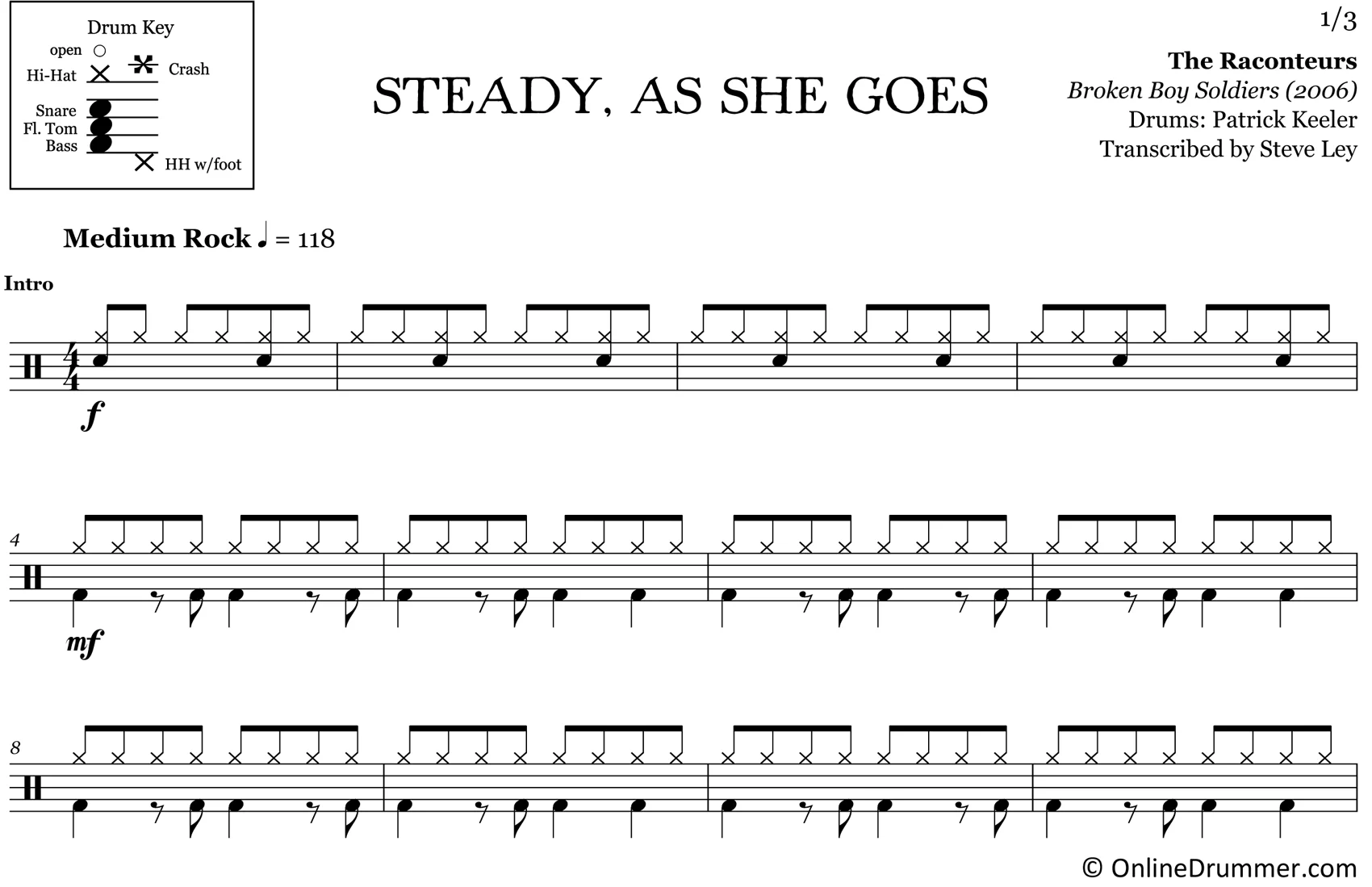 Steady, As She Goes - The Raconteurs - Drum Sheet Music - Image 3