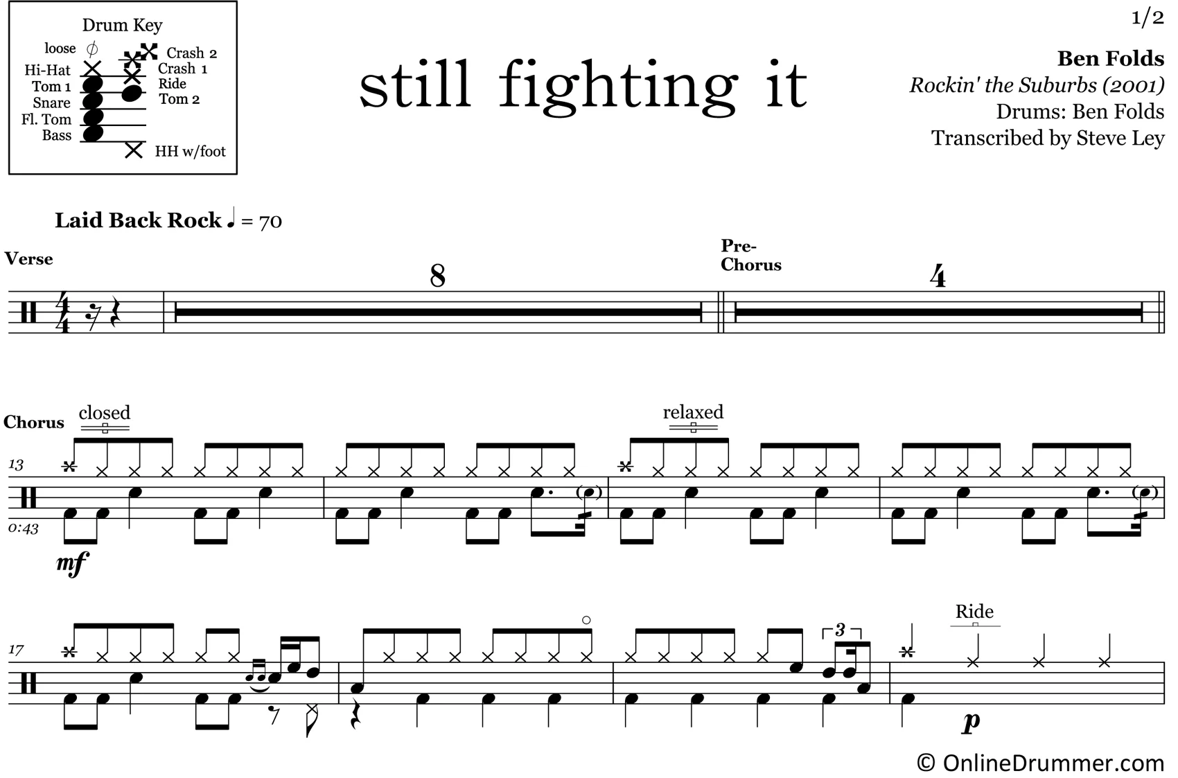 Still Fighting It - Ben Folds - Drum Sheet Music - Image 3
