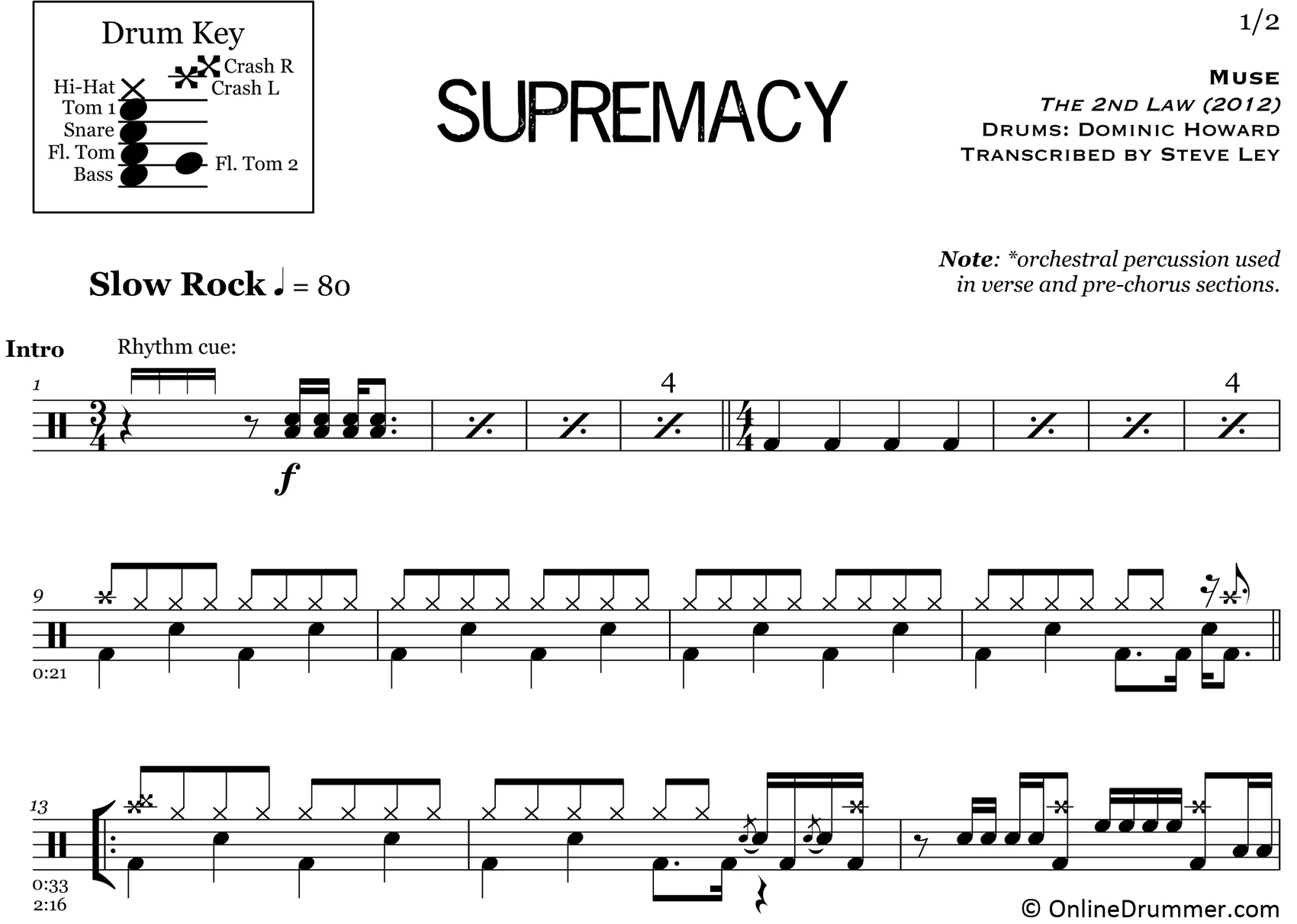 Supremacy - Muse - Drum Sheet Music - Image 3