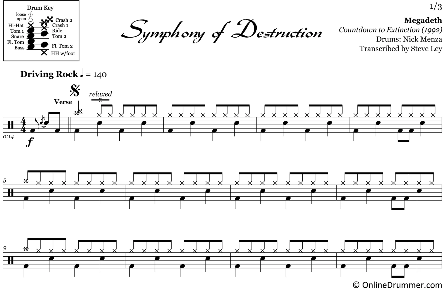 Symphony of Destruction - Megadeth - Drum Sheet Music - Image 3