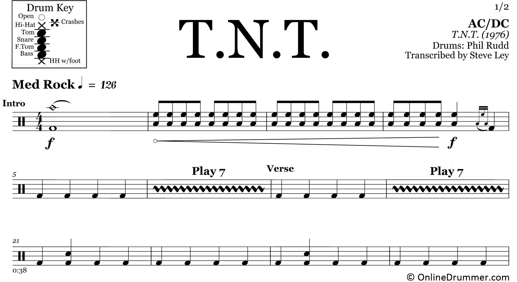 T.N.T. - ACDC - Drum Sheet Music - Image 3