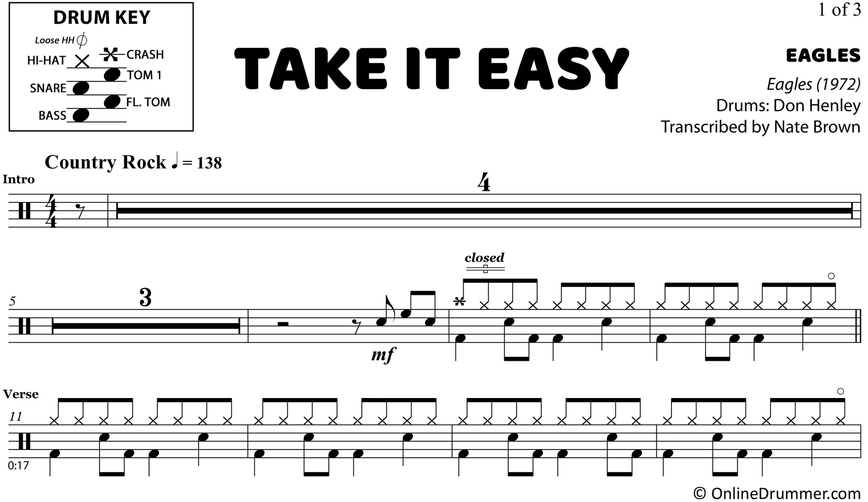 Take It Easy - Eagles - Drum Sheet Music - Image 3