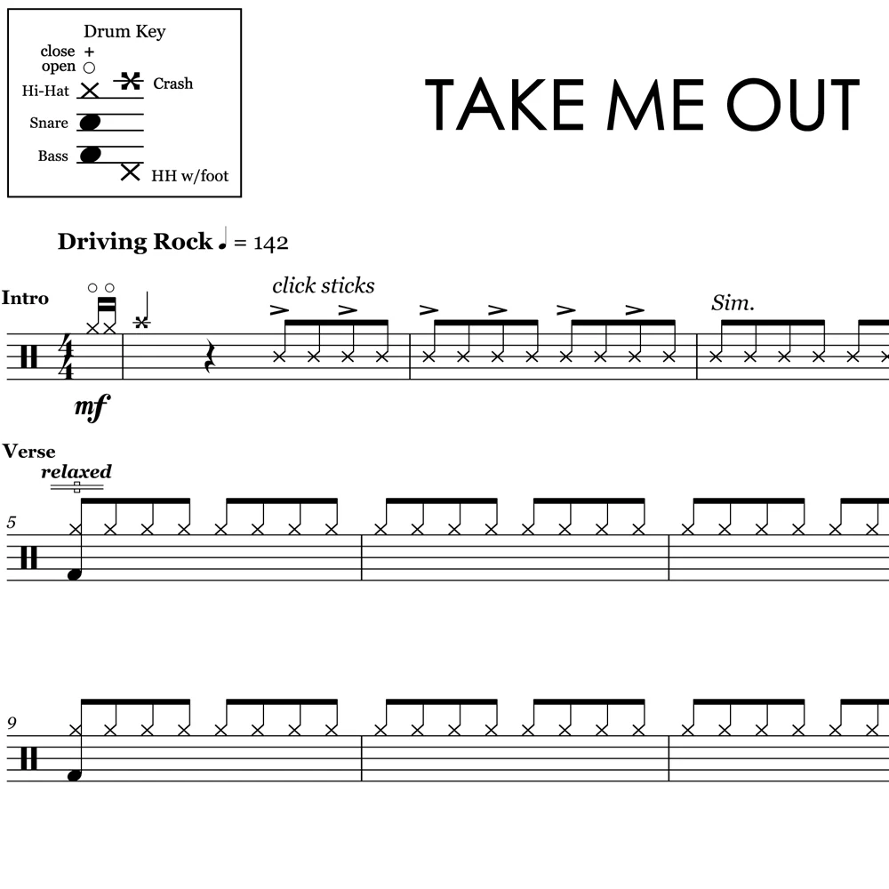 Take Me Out - Franz Ferdinand - Drum Sheet Music - Image 2