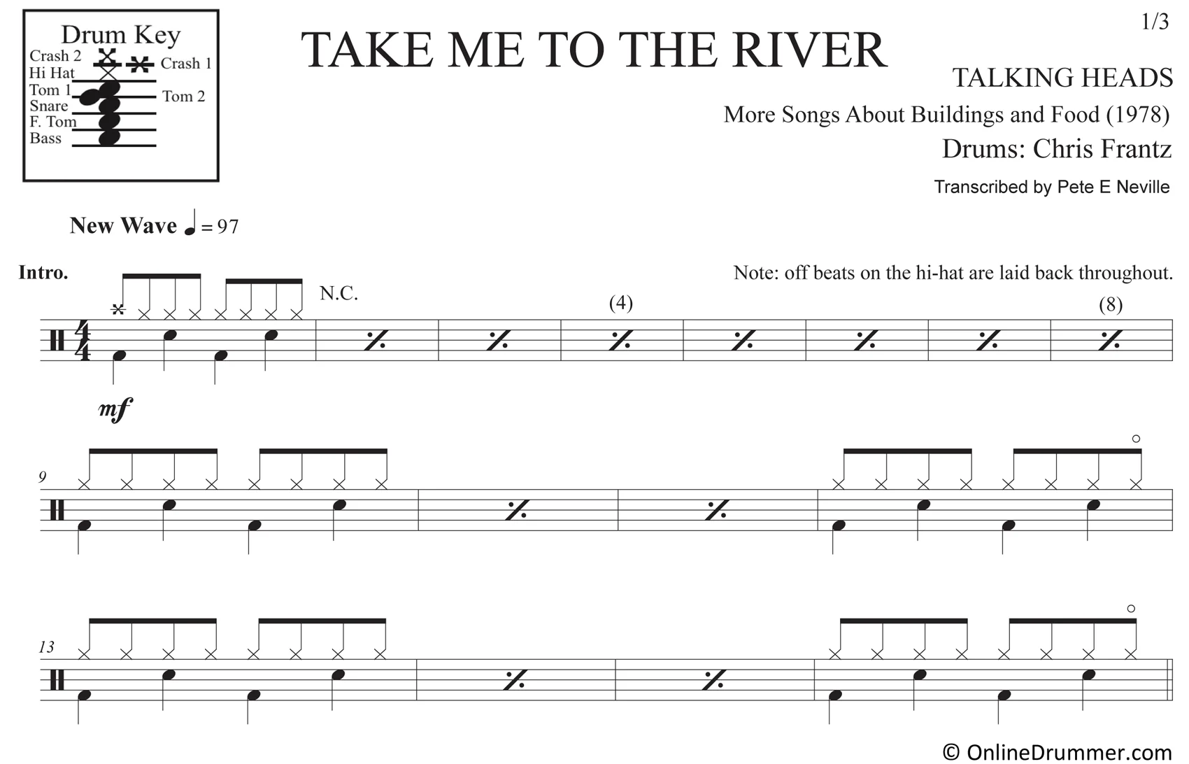 Take Me to the River - Talking Heads - Drum Sheet Music - Image 3