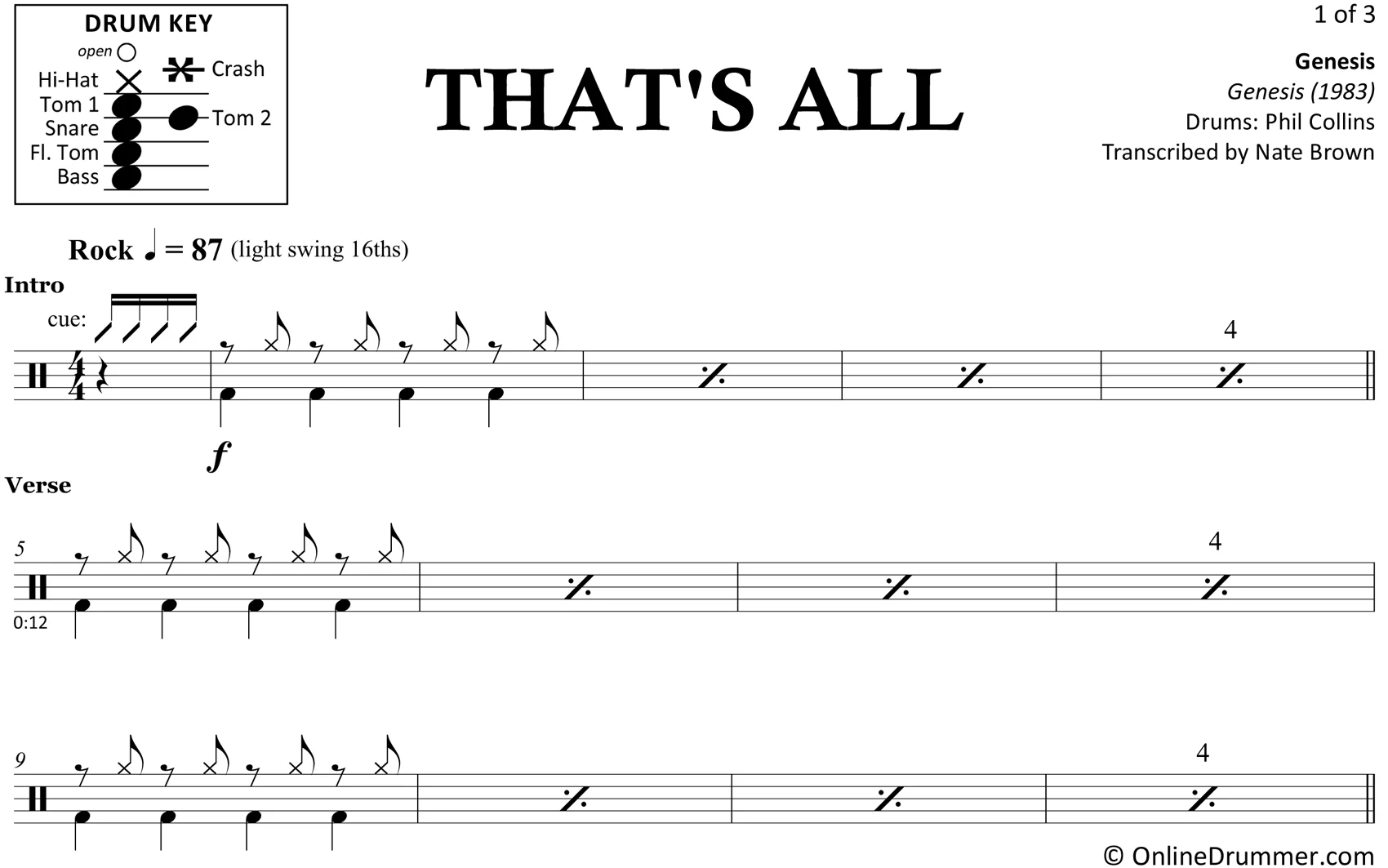 That's All - Genesis - Drum Sheet Music - Image 3