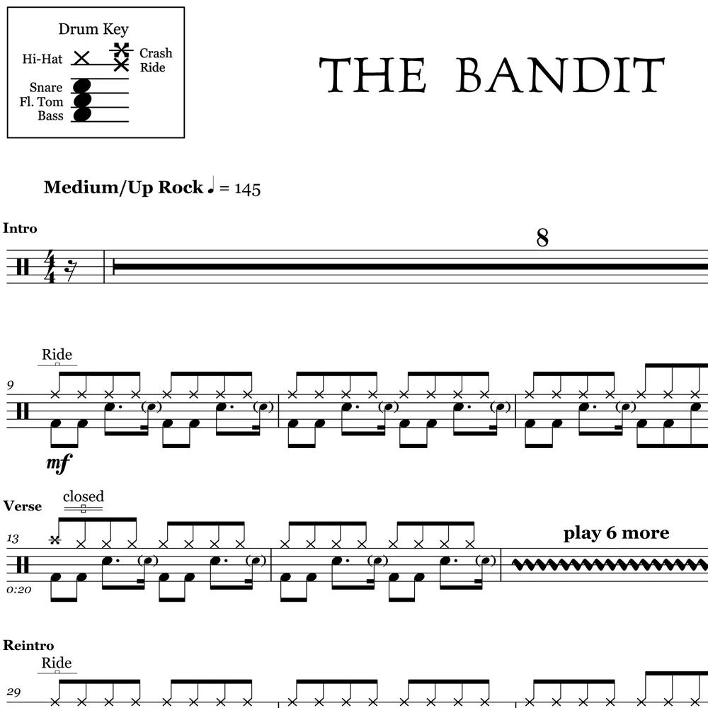 The Bandit - Kings of Leon - Drum Sheet Music - Image 2