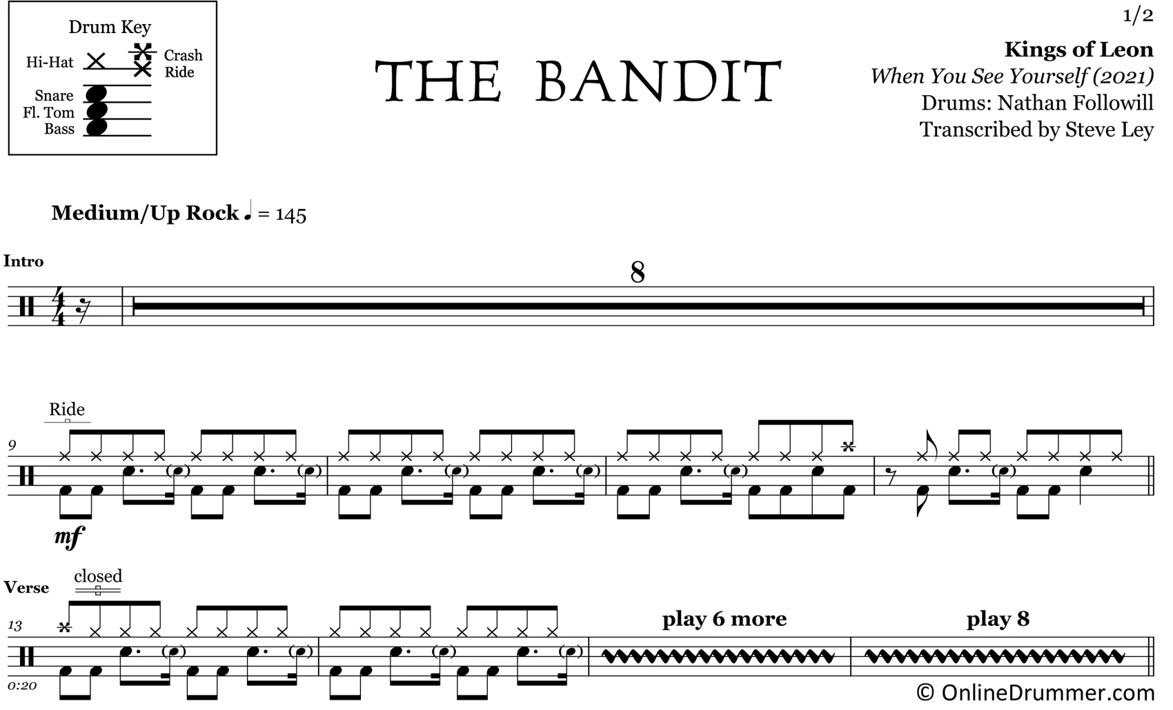The Bandit - Kings of Leon - Drum Sheet Music - Image 3