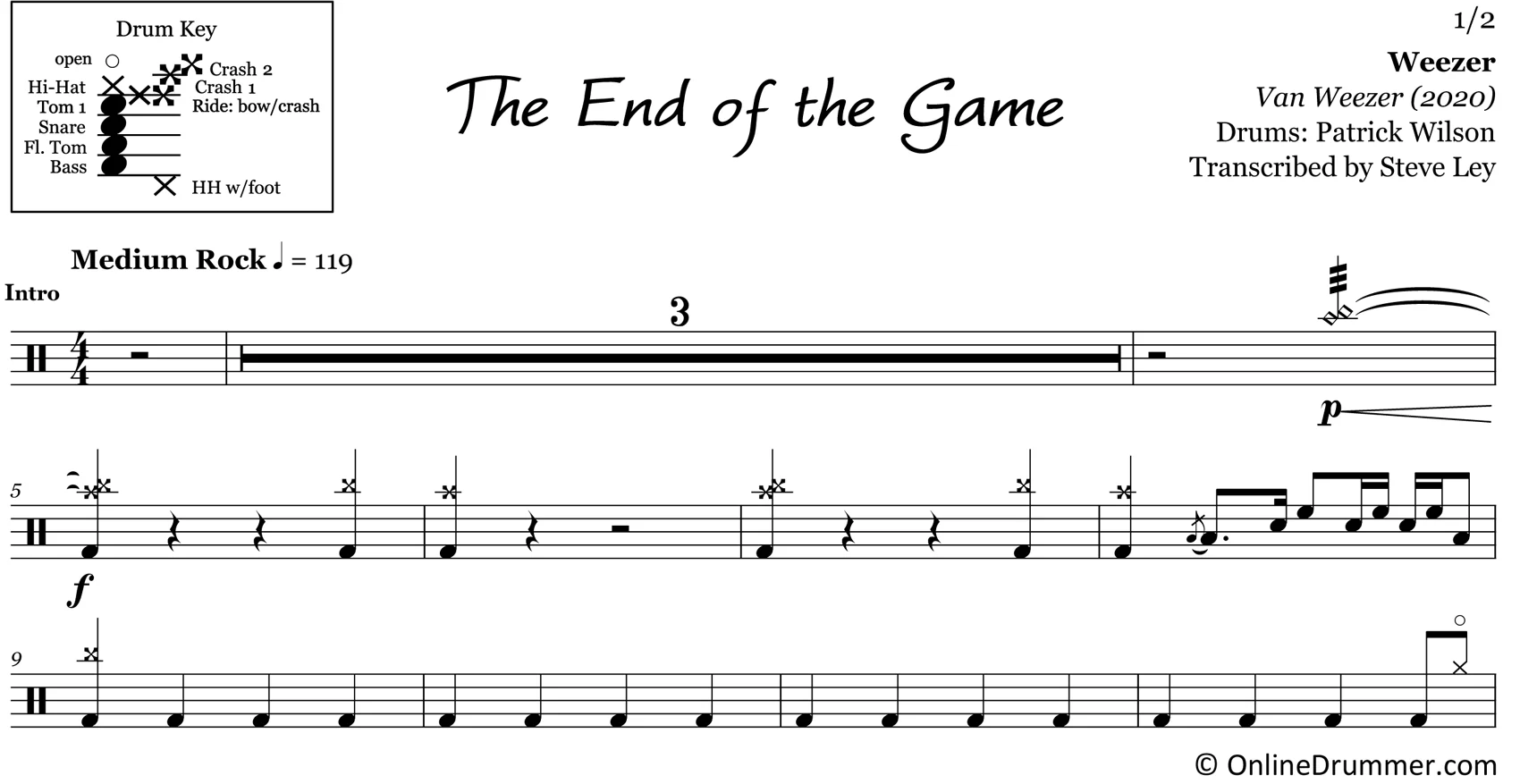 The End of the Game - Weezer - Drum Sheet Music - Image 3
