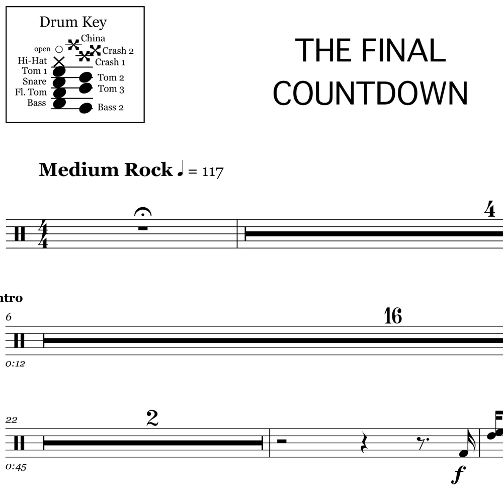 The Final Countdown - Europe - Drum Sheet Music - Image 2