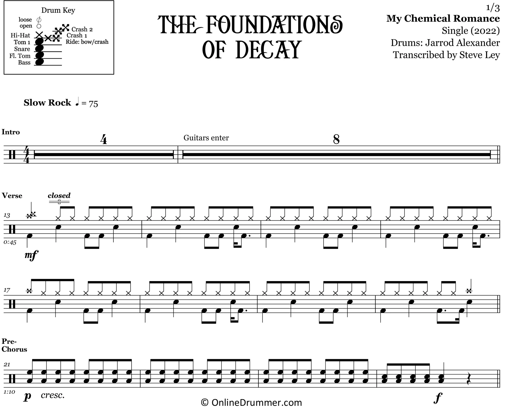 The Foundations of Decay - My Chemical Romance - Drum Sheet Music - Image 3