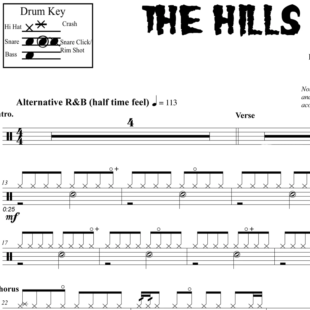 The Hills - The Weeknd - Drum Sheet Music - Image 2