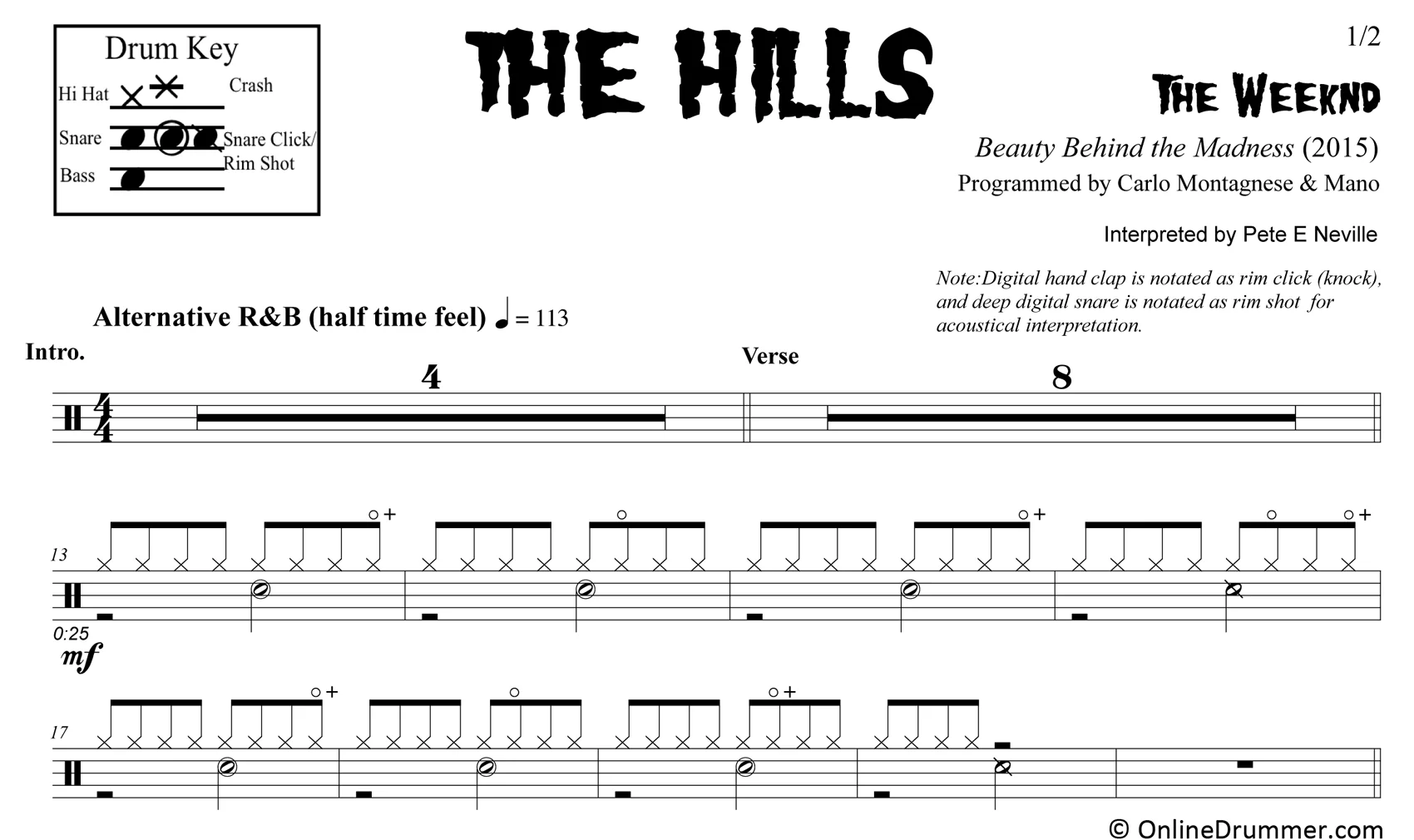 The Hills - The Weeknd - Drum Sheet Music - Image 3