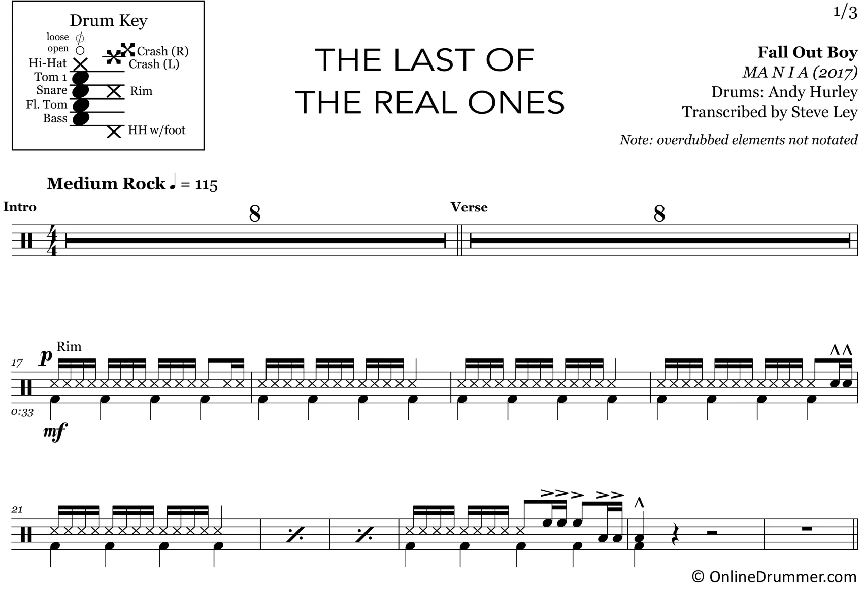 The Last of the Real Ones - Fall Out Boy - Drum Sheet Music - Image 3