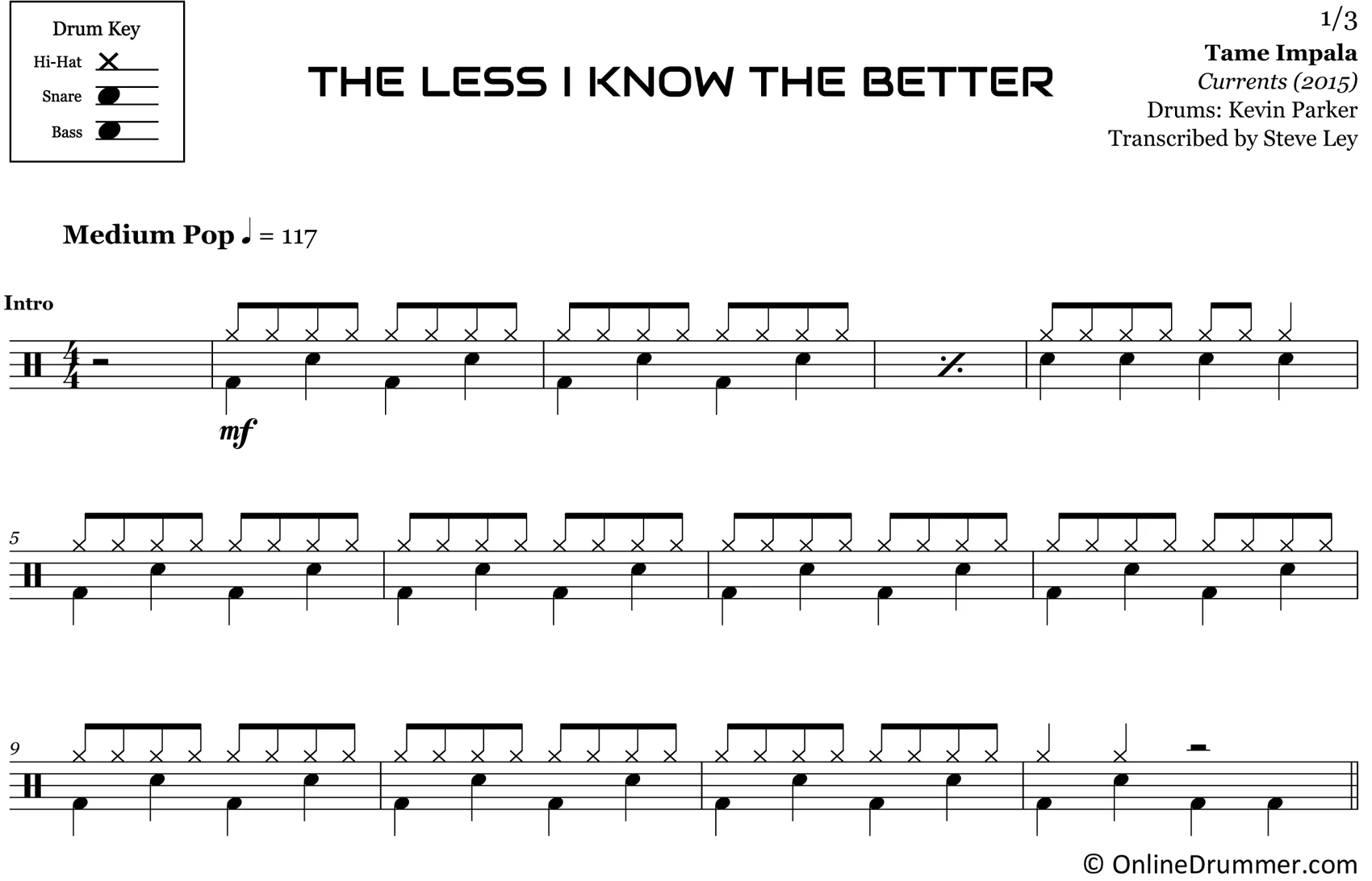 The Less I Know the Better - Tame Impala - Drum Sheet Music - Image 3
