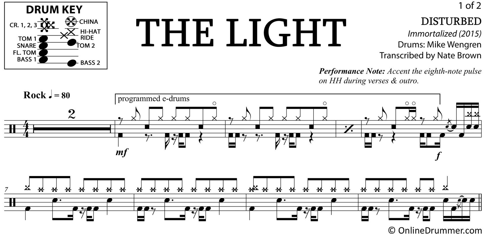 The Light - Disturbed - Drum Sheet Music - Image 3