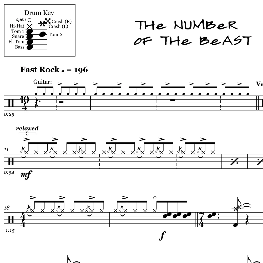The Number of The Beast - Iron Maiden - Drum Sheet Music - Image 2