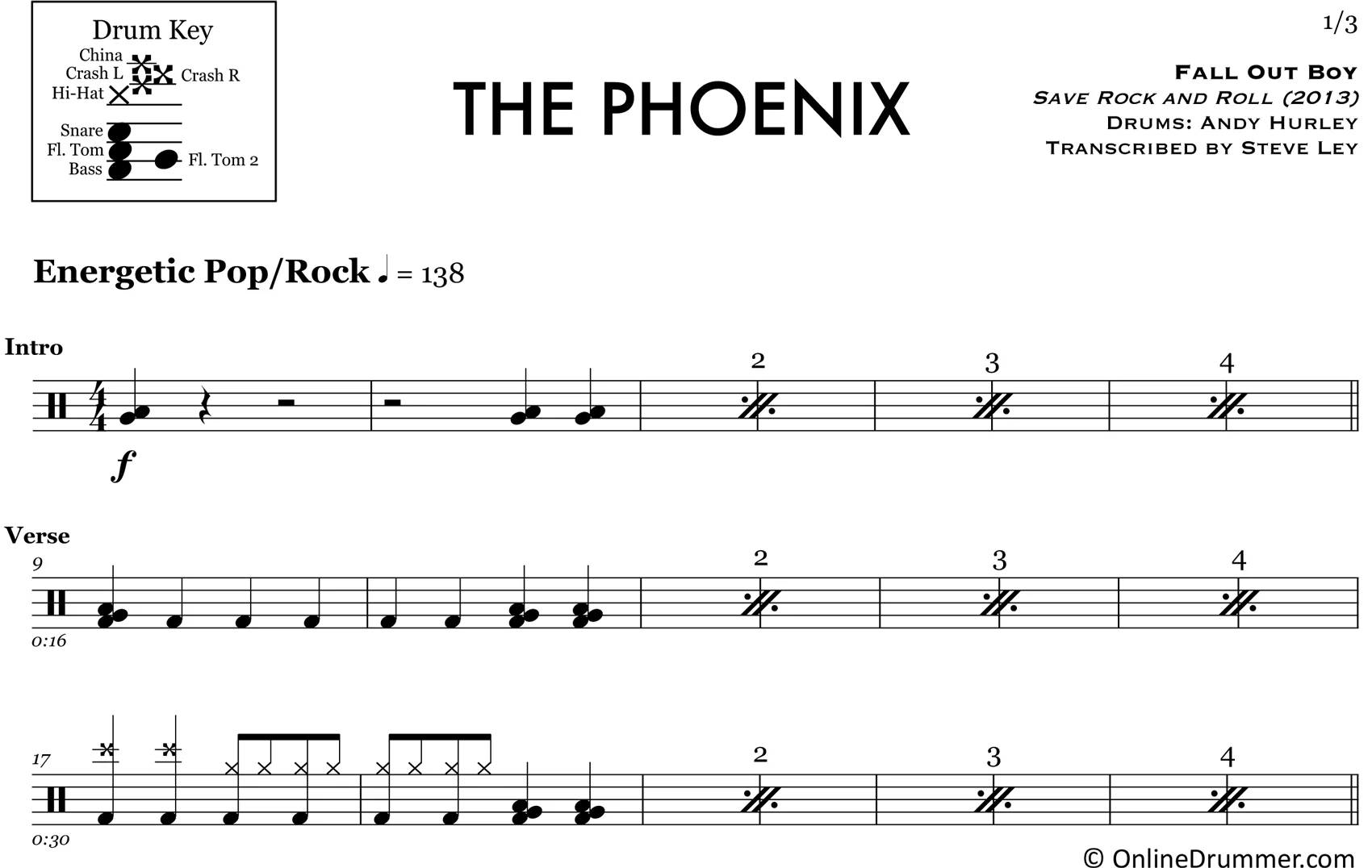 The Phoenix - Fall Out Boy - Drum Sheet Music - Image 3