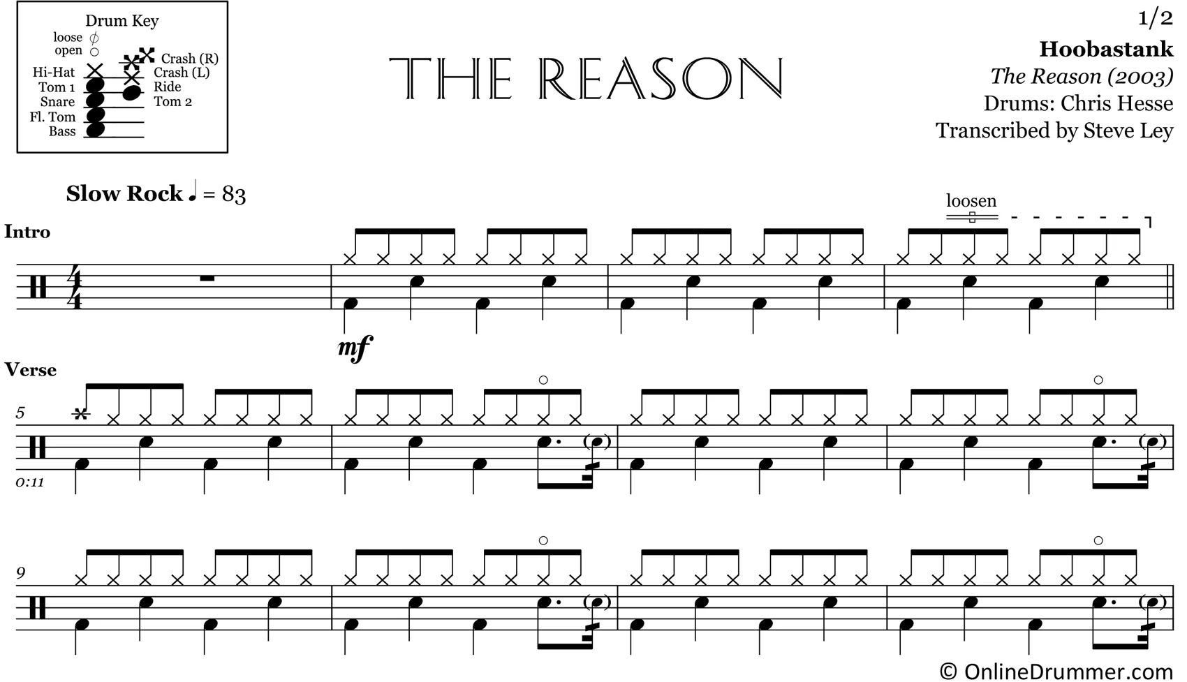 The Reason - Hoobastank - Drum Sheet Music - Image 3