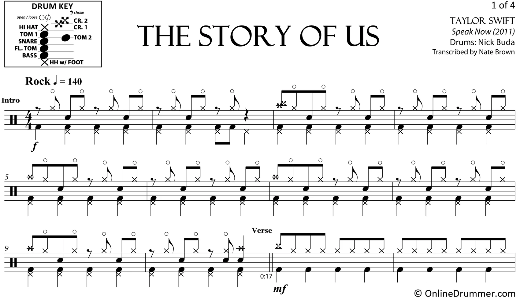 The Story of Us - Taylor Swift - Drum Sheet Music - Image 3