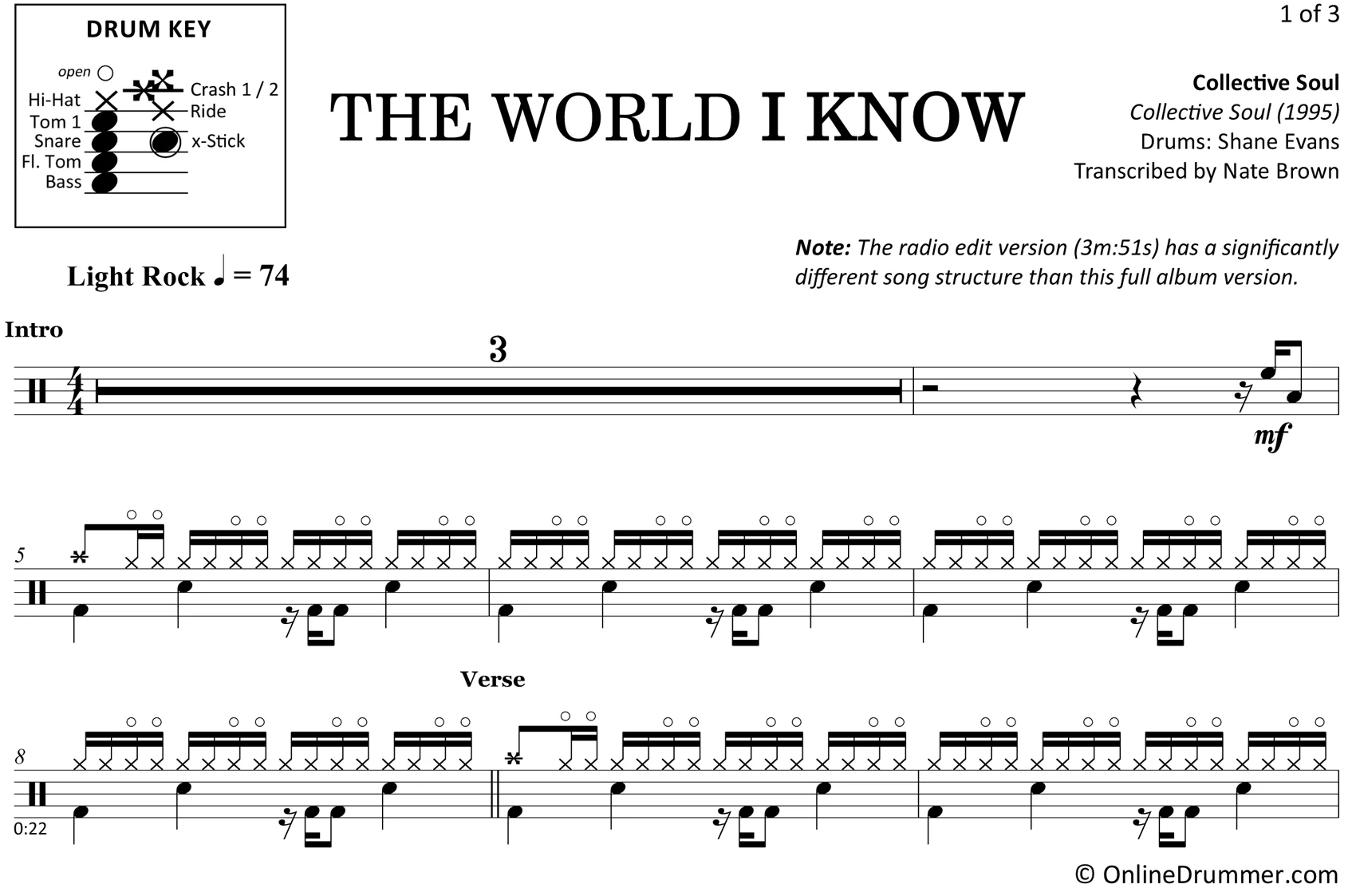 The World I Know - Collective Soul - Drum Sheet Music - Image 3
