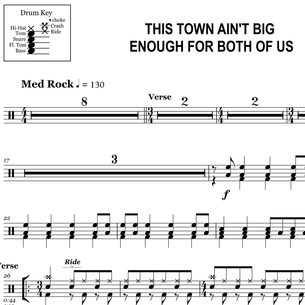 This Town Ain't Big Enough for Both of Us - Sparks - Drum Sheet Music - Image 2
