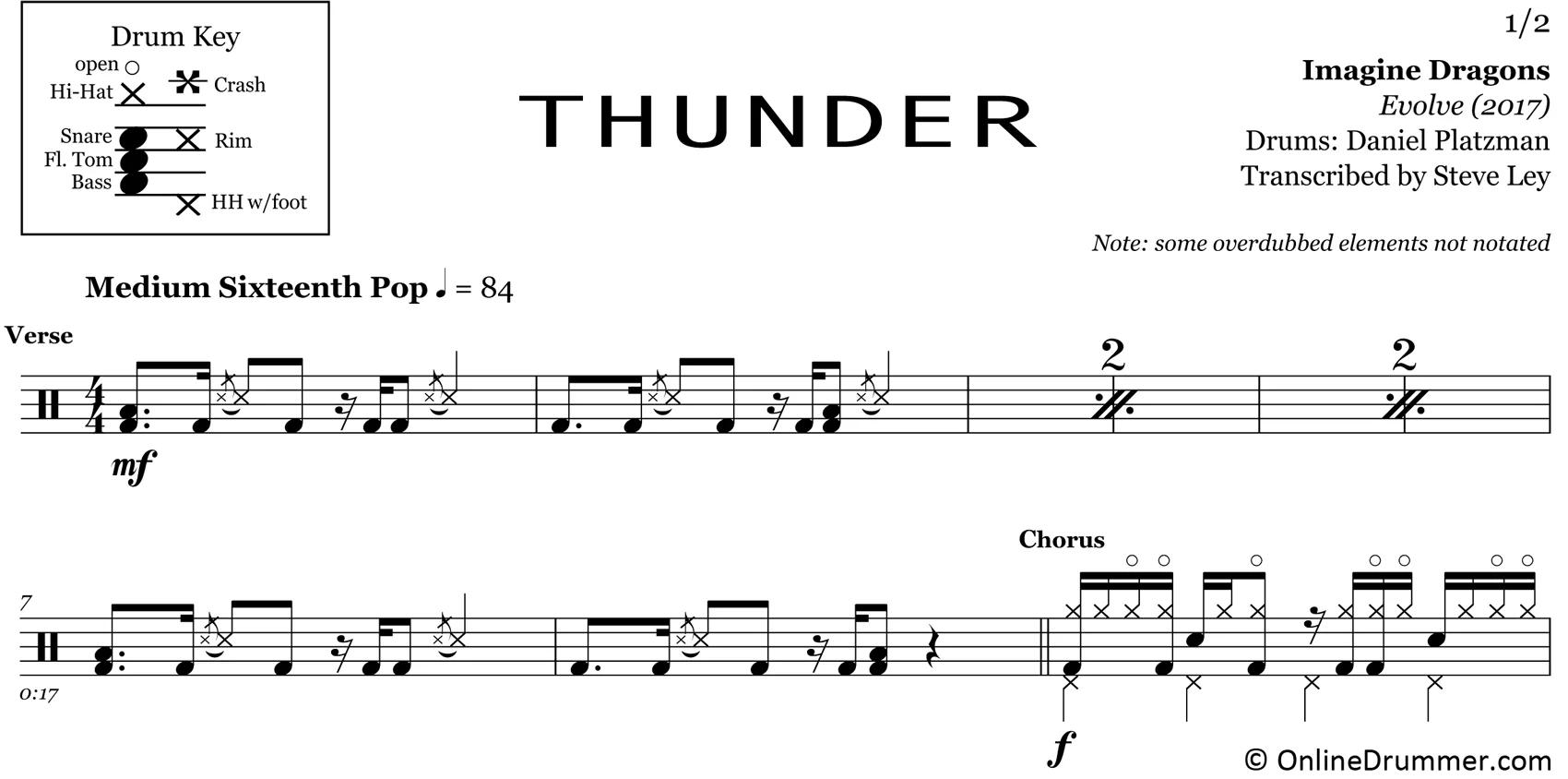 Thunder - Imagine Dragons - Drum Sheet Music - Image 3