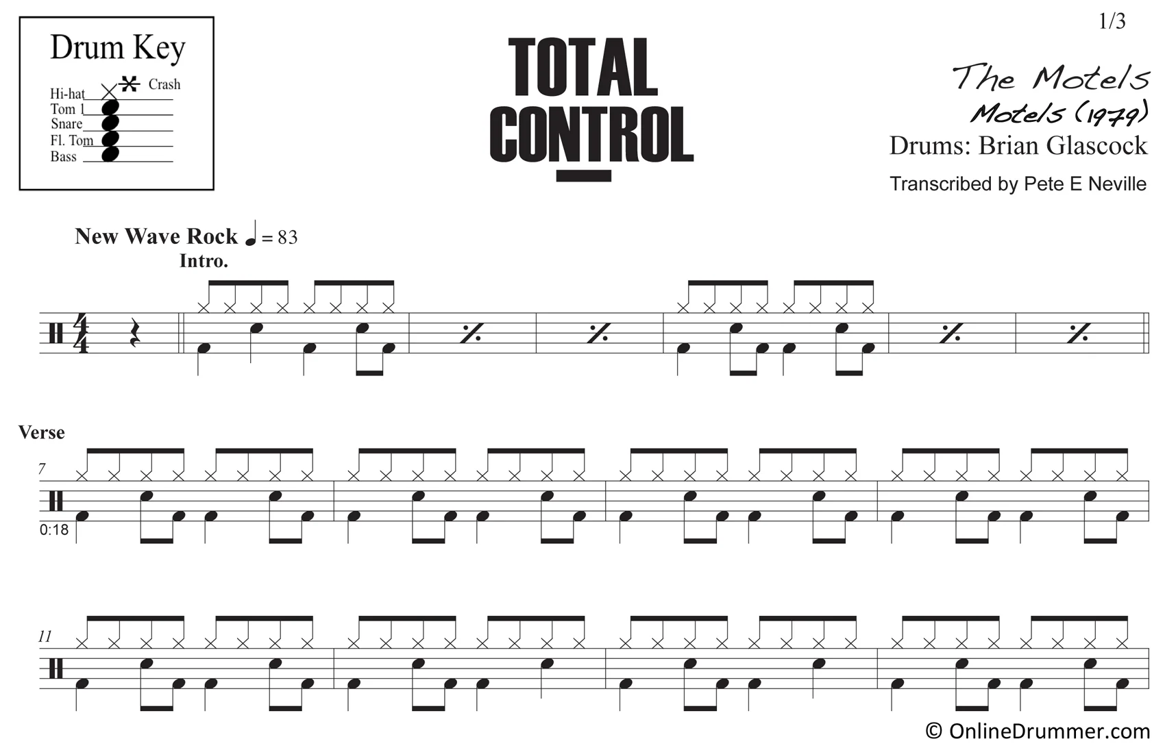 Total Control - The Motels - Drum Sheet Music - Image 3