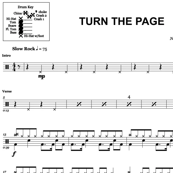 Turn The Page - Metallica - Drum Sheet Music - Image 2