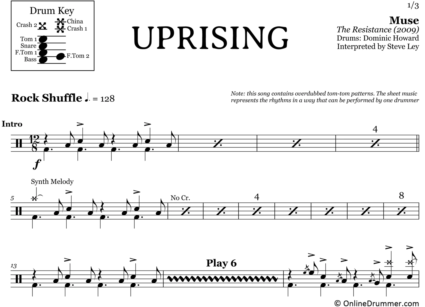 Uprising - Muse - Drum Sheet Music - Image 3