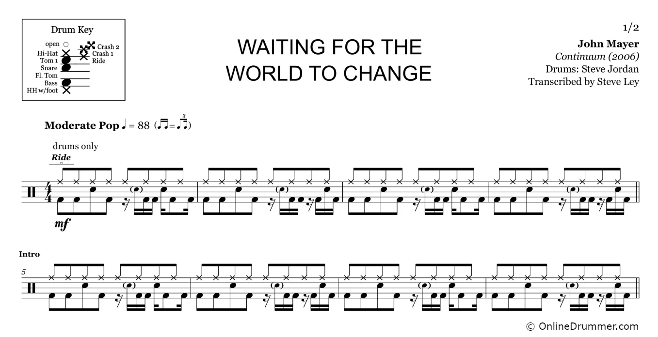Waiting for the World to Change - John Mayer - Drum Sheet Music - Image 3