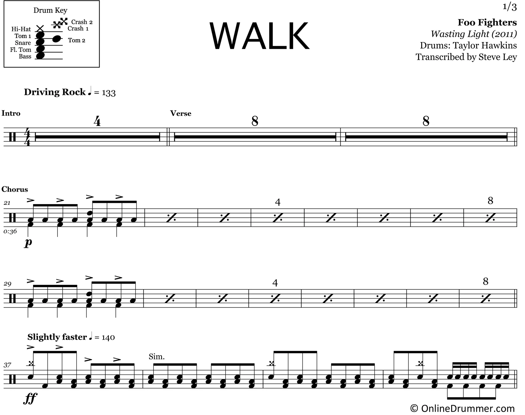 Walk - Foo Fighters - Drum Sheet Music - Image 3