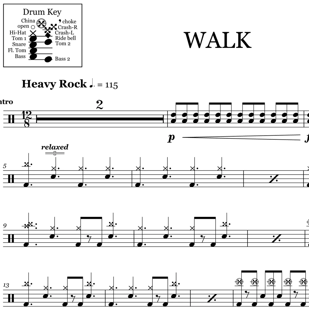 Walk - Pantera - Drum Sheet Music - Image 2