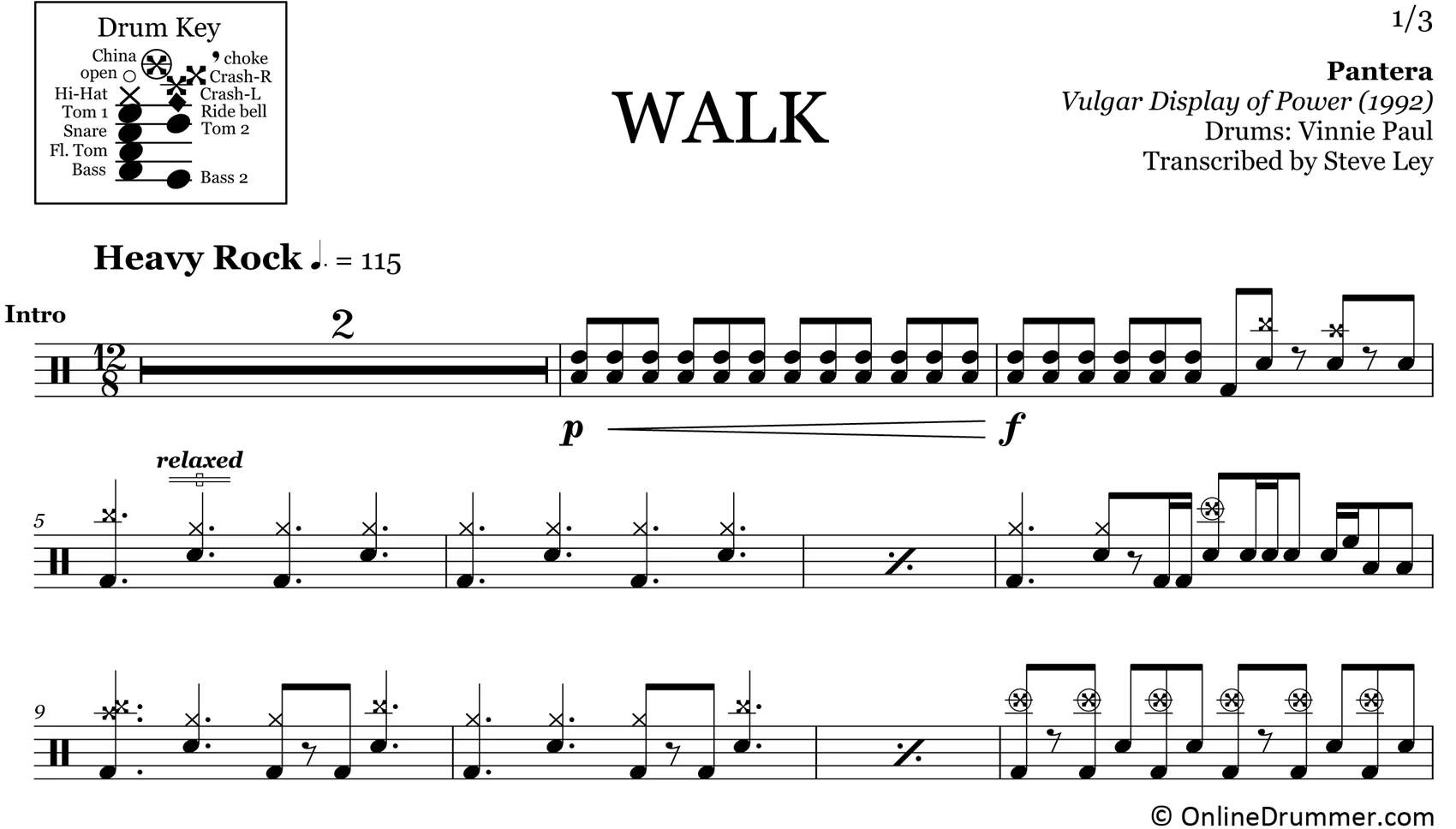 Walk - Pantera - Drum Sheet Music - Image 3