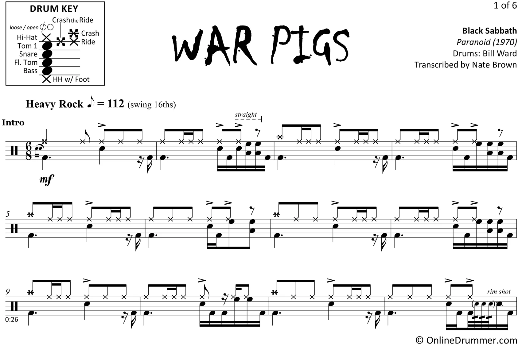 War Pigs - Black Sabbath - Drum Sheet Music - Image 3