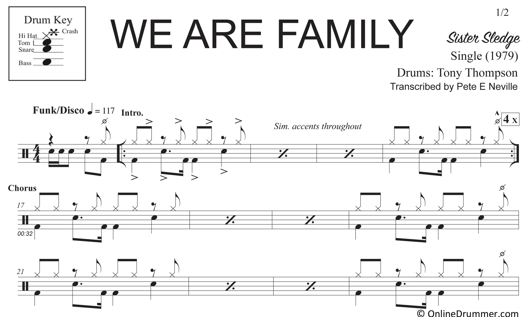 We Are Family - Sister Sledge - Drum Sheet Music - Image 3