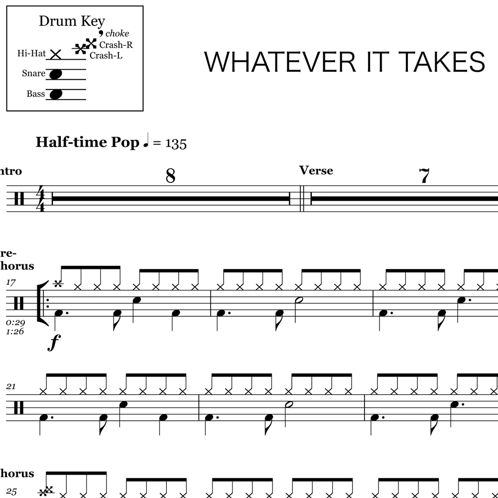 Whatever It Takes - Imagine Dragons - Drum Sheet Music - Image 2