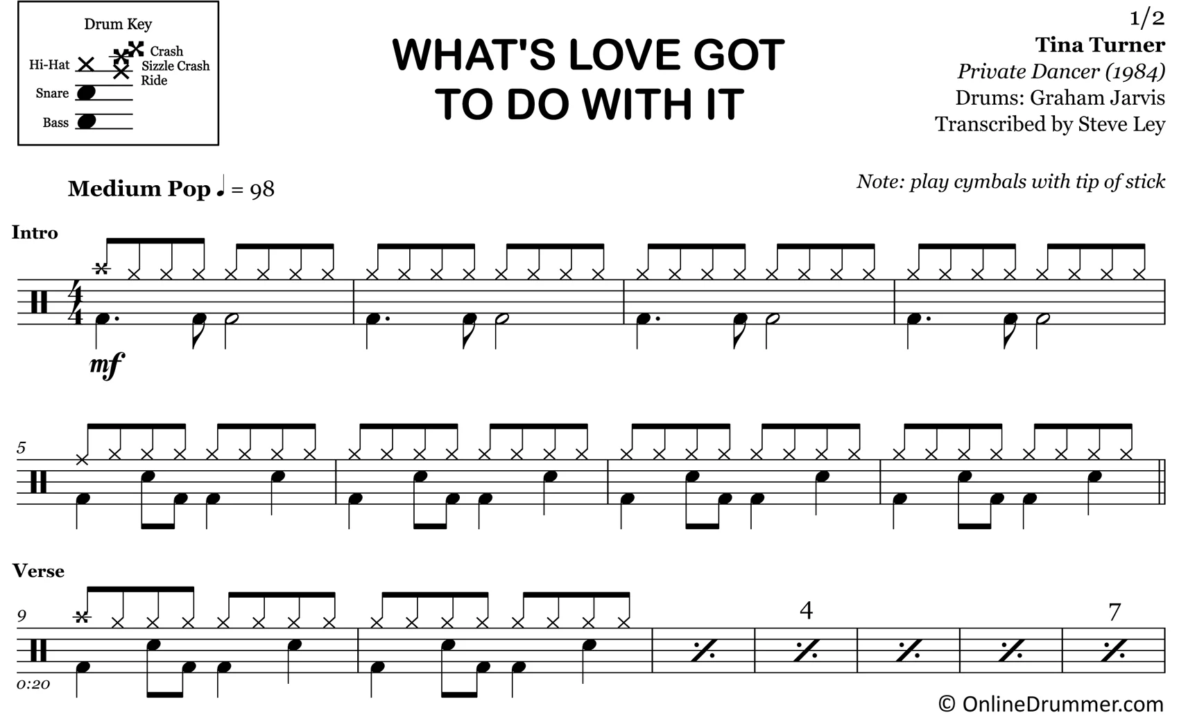 What's Love Got To Do With It - Tina Turner - Drum Sheet Music - Image 3
