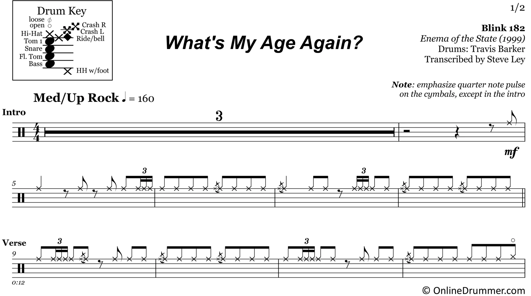 What's My Age Again? - Blink 182 - Drum Sheet Music - Image 3