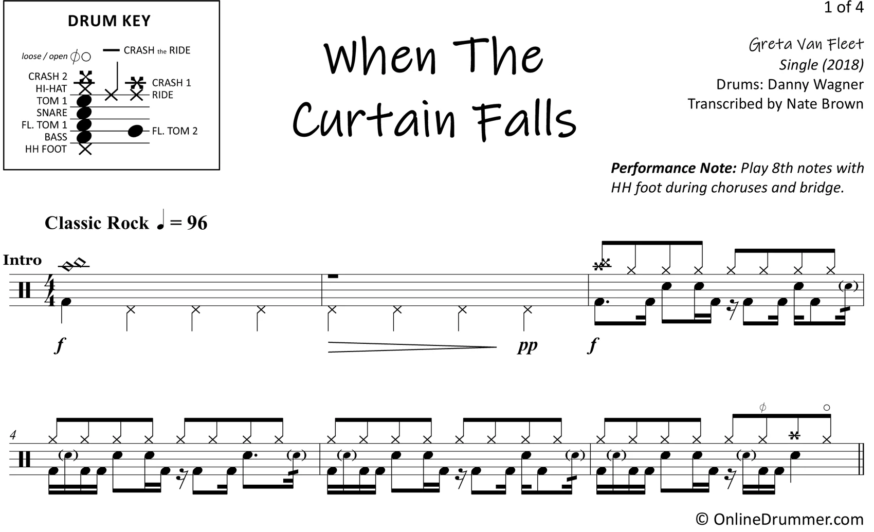 When The Curtain Falls - Greta Van Fleet - Drum Sheet Music - Image 3