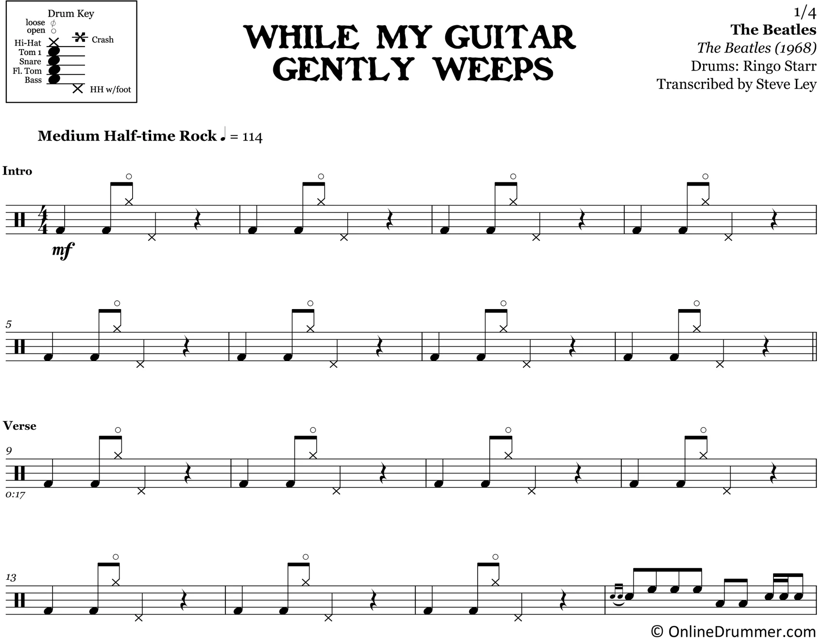 While My Guitar Gently Weeps - The Beatles - Drum Sheet Music - Image 3