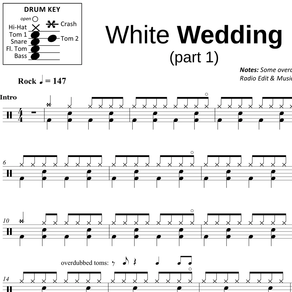 White Wedding (Part 1) - Billy Idol - Drum Sheet Music - Image 2